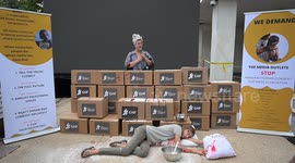 Pro-Palestinian activists protest outside NBC and FOX headquarters in Washington DC