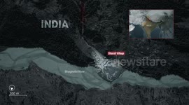 India: MOTION GRAPHICS - Mudslide strikes Indian village, rescue operation underway to find around 100 missing people