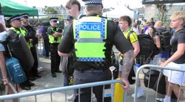 Boardmasters 2025, Fans greeted by big Police and security presence at Newquay Rail Station, cornwall, UK