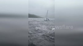 Storm Floris Batters Boats With Hurricane Force Winds On Loch Linnhe