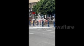 White foams erupts from manhole and blankets road in Chinese town