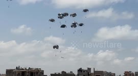 Aid airdrops continue in central Gaza’s Deir al-Balah