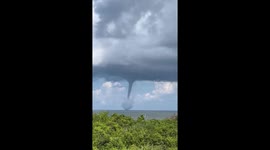 Powerful tornado develops above the sea in Ishikawa, Japan