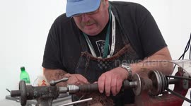Bagpipe maker at work in Glasgow,Scotland