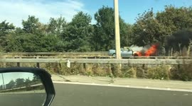 Car fire on the M20 in Kent, UK