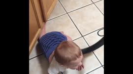 Cute Baby Wyatt discovers vacuum