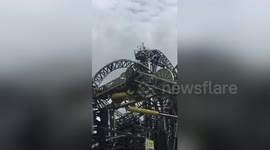 Newsflare Edit - Alton Towers ride 'Smiler' stops mid-ride