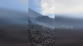 Italy: Lava Flow Slowly Expands on Mount Etna Following Early Morning Eruption
