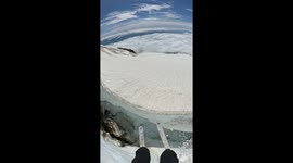 'I knew I messed up': Skier unknowingly jumps huge crevice whilst descending mountain