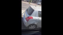 Car drives with gas pump hose still attached in Kiryat Malakhi, Israel
