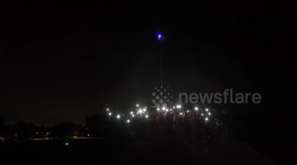 Israeli mothers hold light display near Gaza border for captives