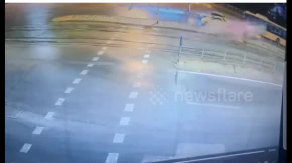 A horrific crash in Sofia, Bulgaria Today, in which a car rammed into a bus, killing one person and injuring three others.