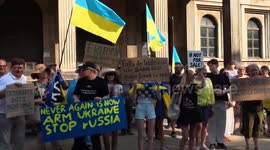 Protesters rally against Trump-Putin summit at American Embassy in Munich, Germany