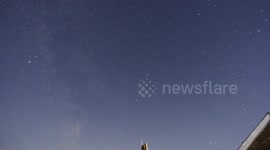 Night sky timelapse video with Perseids meteors and satellites captured over North Yorkshire, UK