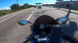 Right time, right place: Biker runs out of gas but manages to roll straight into fuel station