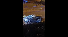 Manhunt launched as car crashes through barriers and flips onto roof on Saturday night in Birmingham