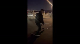 A Boy Falls off the Skateboard