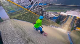 Aerial Skiing on a Fourteen-meter Jump