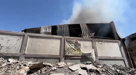 Israeli airstrike targets sanitary products warehouse in Gaza, sparking fire