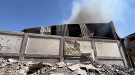 Israeli airstrike targets sanitary products warehouse in Gaza, sparking fire