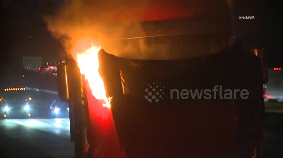Loading Bar Fire US, Los Angeles: Diamond Bar Semi-Truck Catches Fire on Freeway - Buy ...