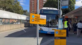 Replacement bus service between Strathfield and Lidcombe stations due to track work in Sydney, Australia