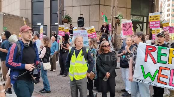 Anti-fascist counter-protection: No fascists in Tower Hamlets; defending refugees in London, UK