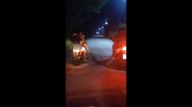 Youngsters seen carrying huge python away on motorcycles