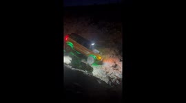 Bronco Slides Down Steep Rocks