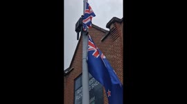Flags of the world are put up in response to 'Raise the Colours' campaign in Sutton