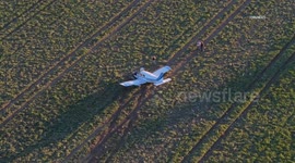 US, Los Angeles: Valencia Plane Crash Aerials Part 3