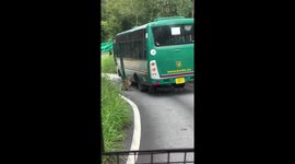 Leopard climbs bus window during national park tour in Bangalore, India