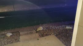 Powerful hailstorm with lightning and strong winds in Kansas, USA