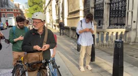 The latest artwork by elusive street artist Banksy appears on a wall at the Royal Courts