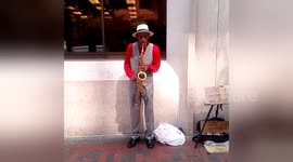 Newsflare Edit - Street Musician on Saxophone