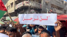 Palestinians in Gaza march against forced displacement amid Israeli threats