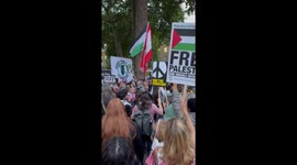 Protest outside against Israeli president’s visit in Downing Street, London, UK