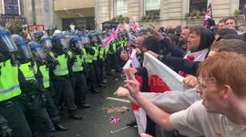 Police clash with right wing protestors in central London