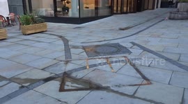 Tusk Turtle Trail 2025 - wet square spot on the ground as Trevor The Turtle left St James Market location