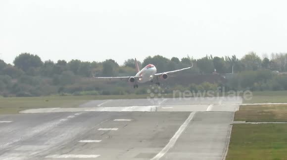 Storm Amy disruption as planes rock from side to side landing at Birmingham International BHX Airport