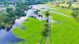 Flooding on the river Ure near Ripon, North Yorkshire, UK
