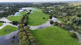 Flooding on the river Ure near Ripon, North Yorkshire, UK
