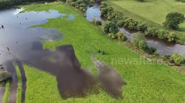 Flooding on the river Ure near Ripon, North Yorkshire, UK