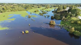 Flooding on the river Ure near Ripon, North Yorkshire, UK