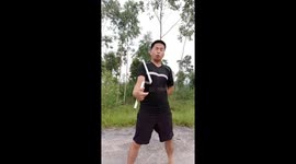 Brothers demonstrate nunchaku skills in Quảng Ninh, Vietnam