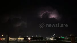 Texas Thunderstorm Fury: Non-stop lightning show in night sky