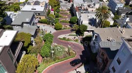 Lombard Street Aerial: San Francisco’s Famous Crooked Road with Iconic Eight Hairpin Turns