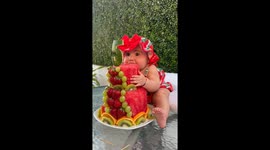 Little Toes Curl In Delight At Watermelon Cake Tasting