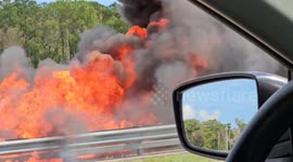 I-4 DISASTER: Car Fire Turns Explosive Daytona Florida Near Daytona Beach, Florida