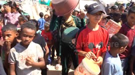 Children scrape pots for food in Gaza amid food blockade